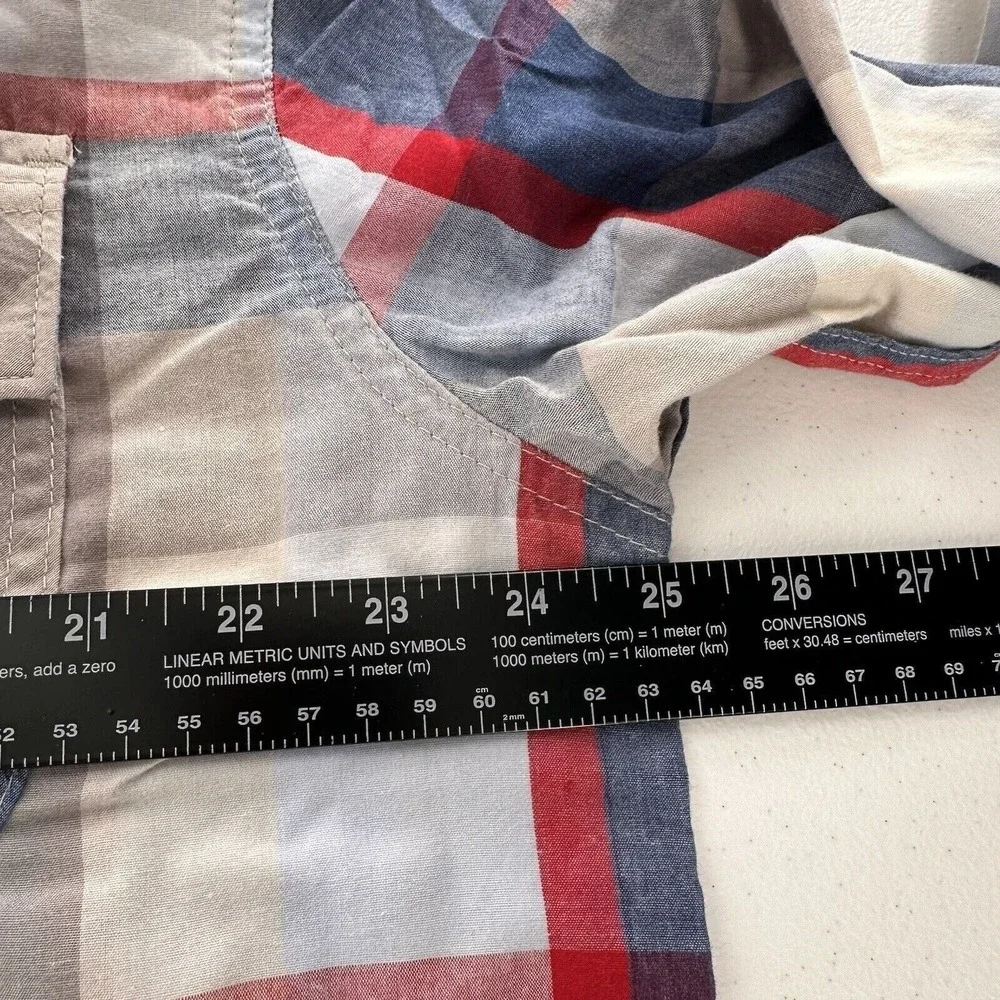 Levis Mens‎ XXL Plaid Button-Up Shirt In Red/Blue/Beige Western Preppy Cowboy
